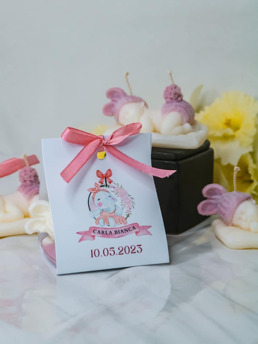 Marturii Botez lumanare BABY - cartonat & fundita - imagine 9